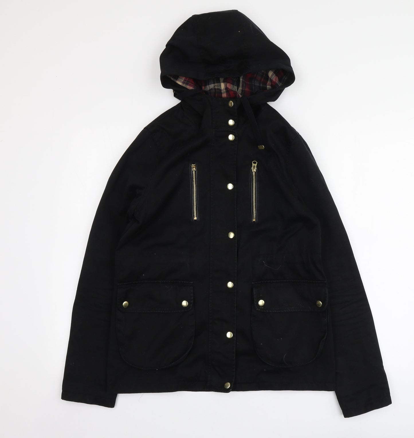 Topshop Womens Black Parka Jacket Size 8