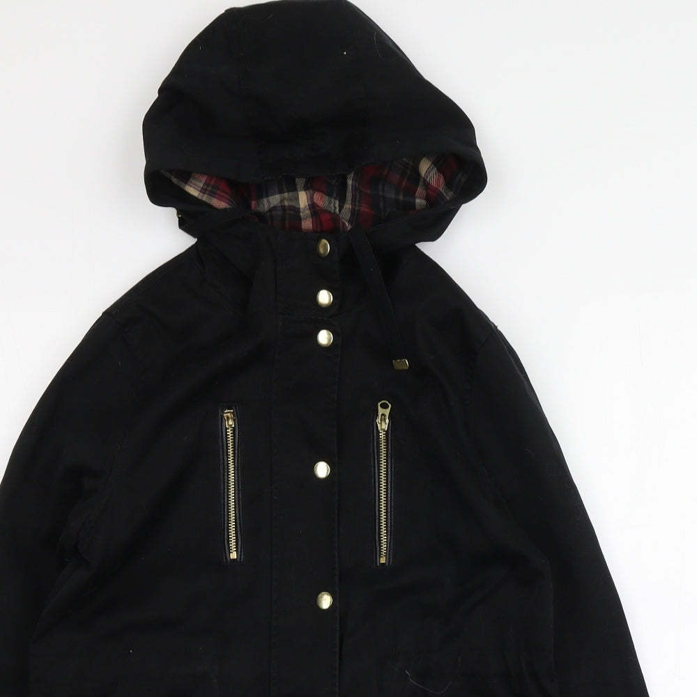 Topshop Womens Black Parka Jacket Size 8