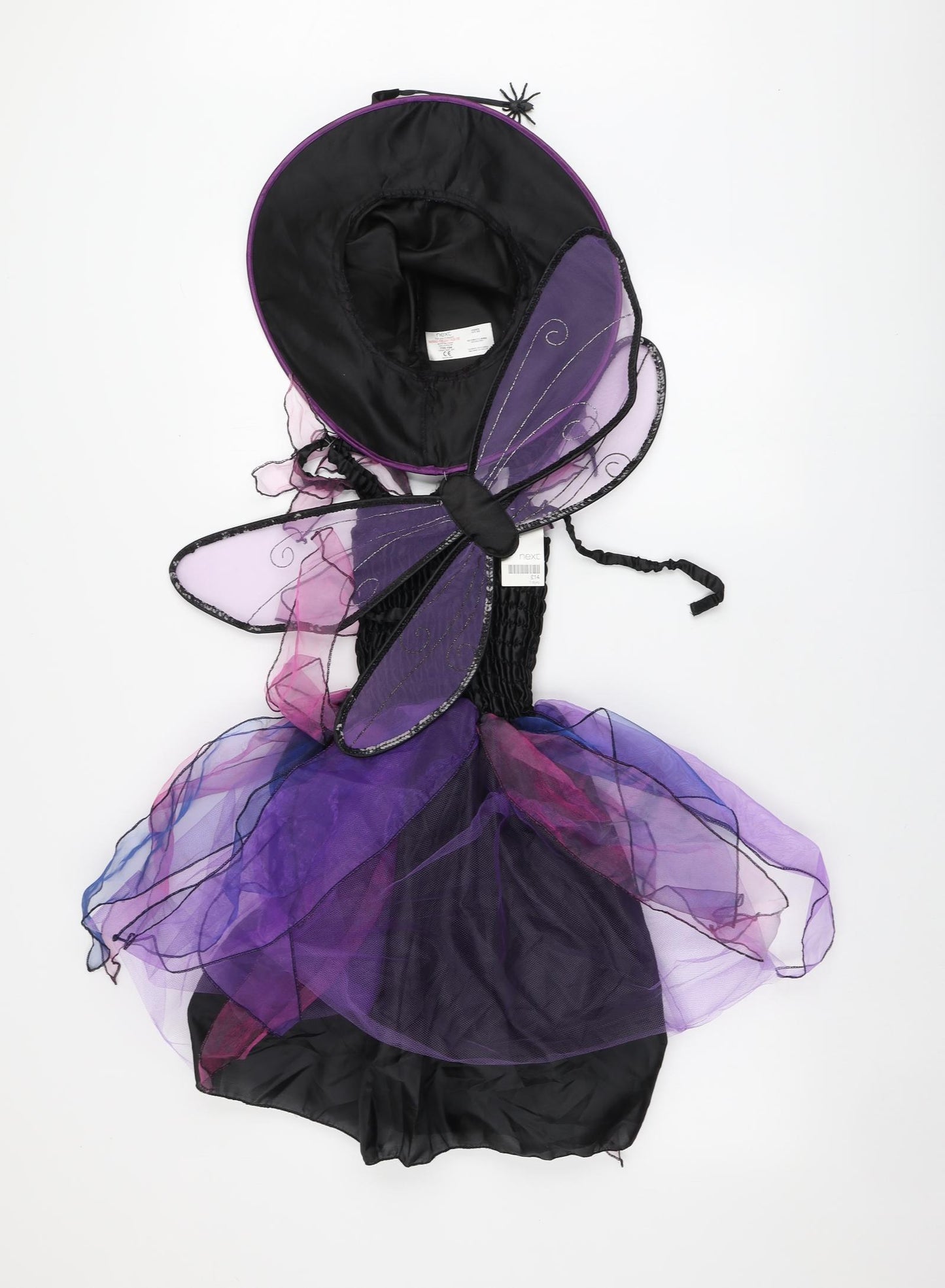 NEXT Girls Black Geometric Polyester Skater Dress Size 7-8 Years Square Neck - Halloween Costume