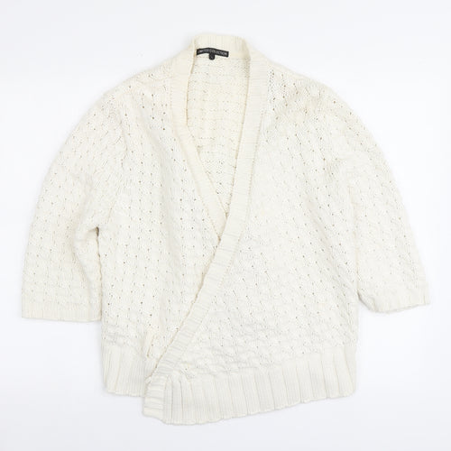 Marks and Spencer Womens Ivory V-Neck Acrylic Cardigan Jumper Size L