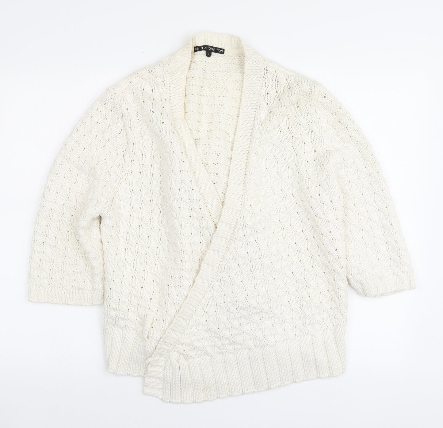 Marks and Spencer Womens Ivory V-Neck Acrylic Cardigan Jumper Size L