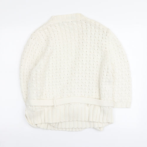 Marks and Spencer Womens Ivory V-Neck Acrylic Cardigan Jumper Size L