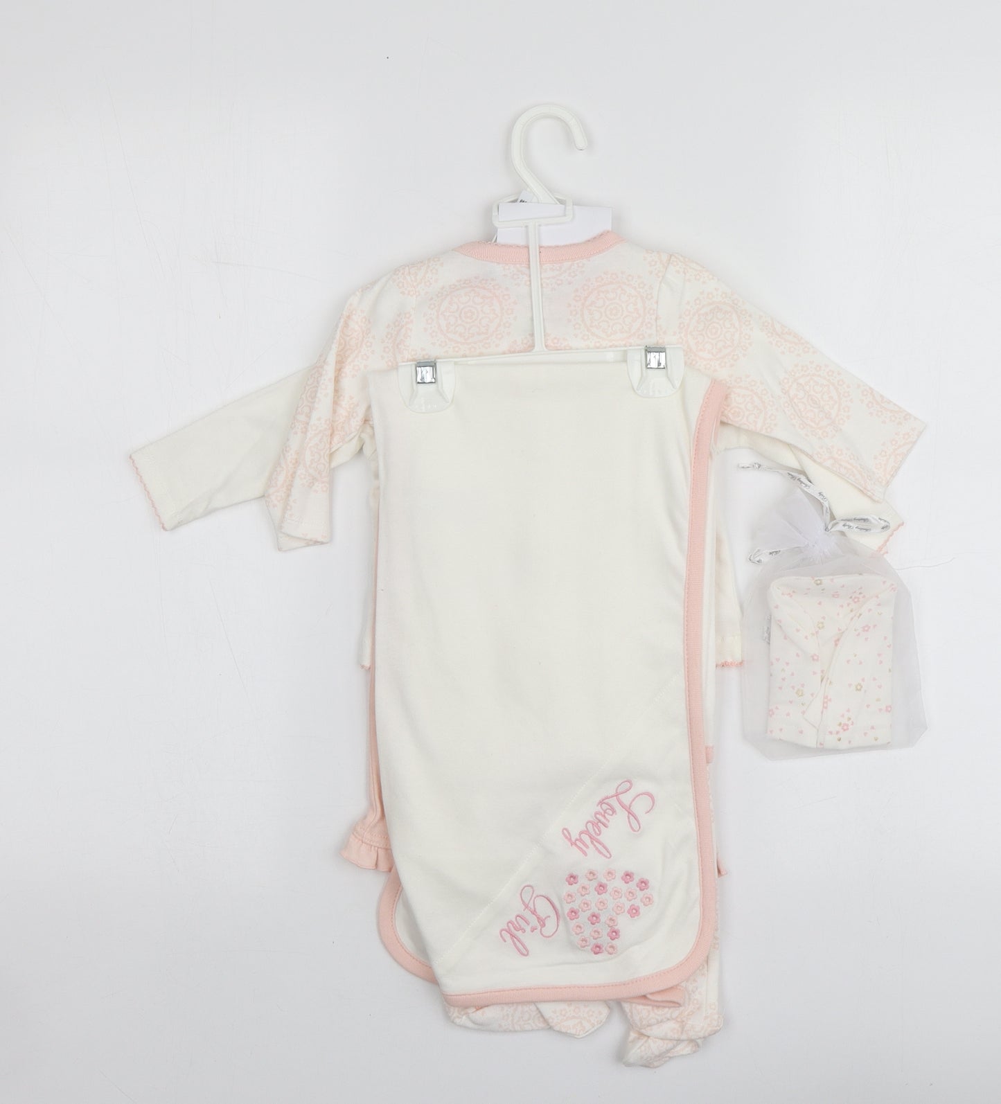 Sterling Baby Girls Pink Cotton Bodysuit Outfit/Set Size 6-9 Months - 7 Piece Gift Set