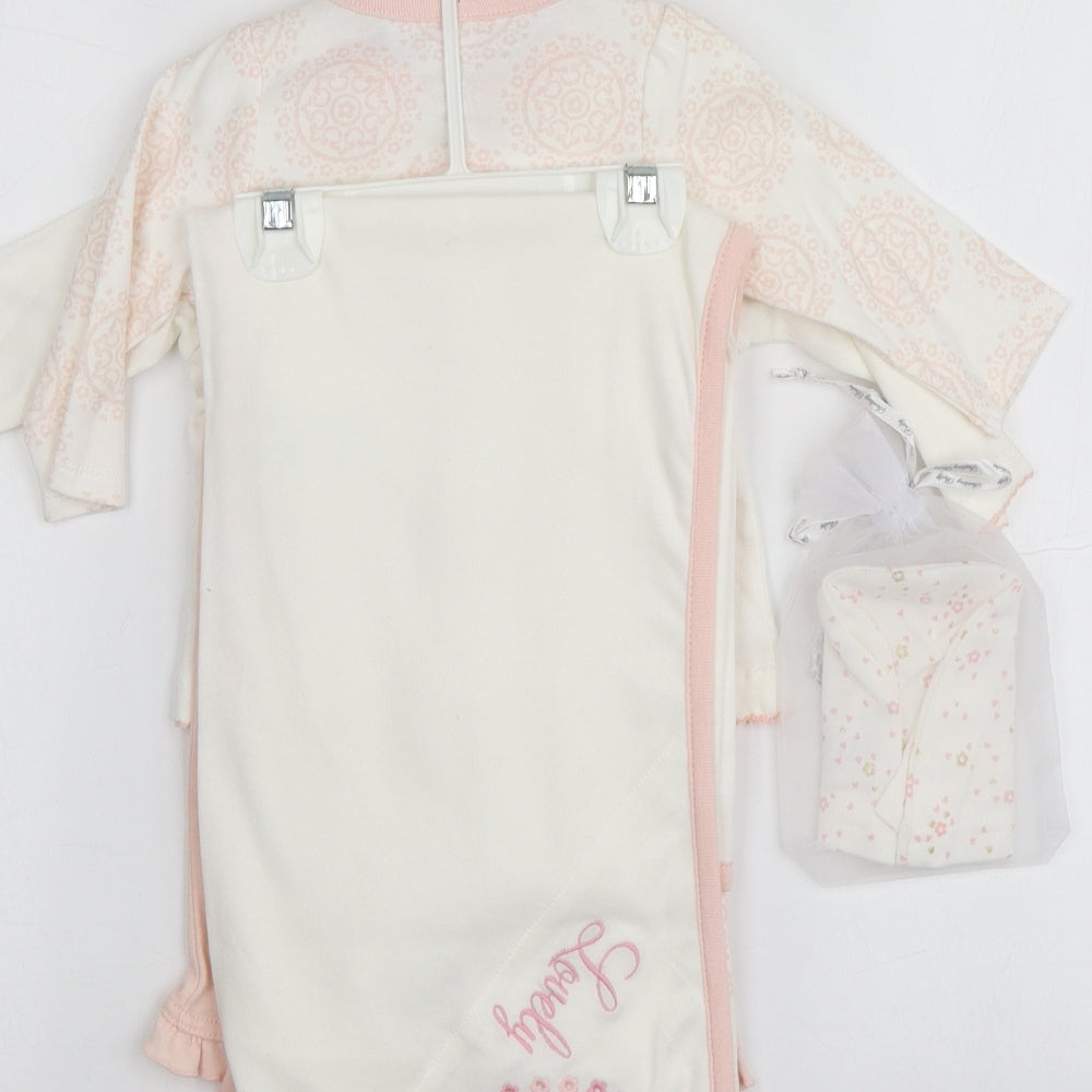 Sterling Baby Girls Pink Cotton Bodysuit Outfit/Set Size 6-9 Months - 7 Piece Gift Set