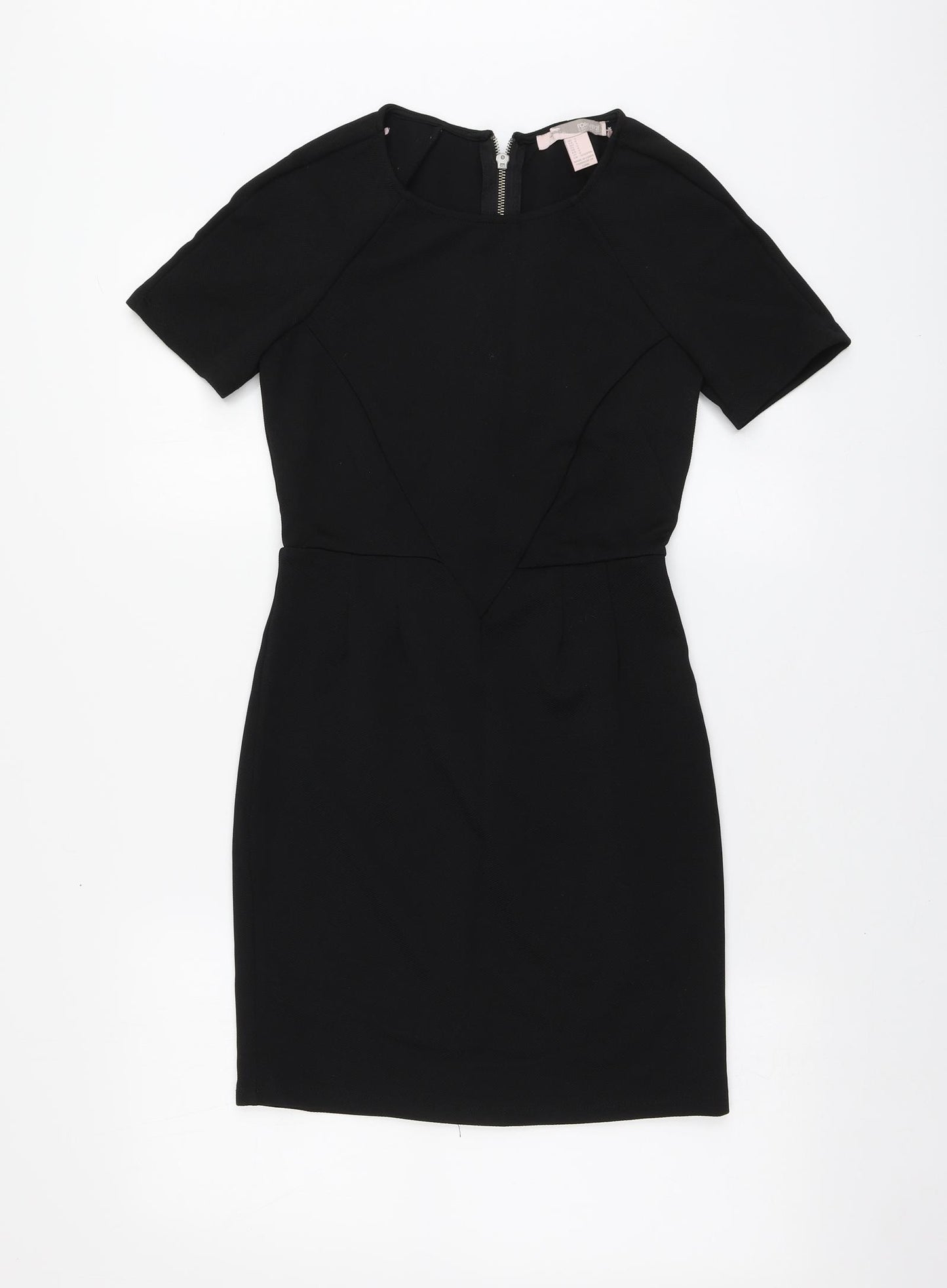 FOREVER 21 Womens Black Polyester A-Line Size S Round Neck