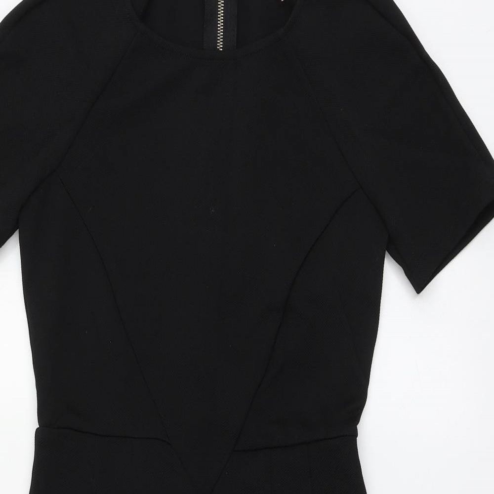 FOREVER 21 Womens Black Polyester A-Line Size S Round Neck