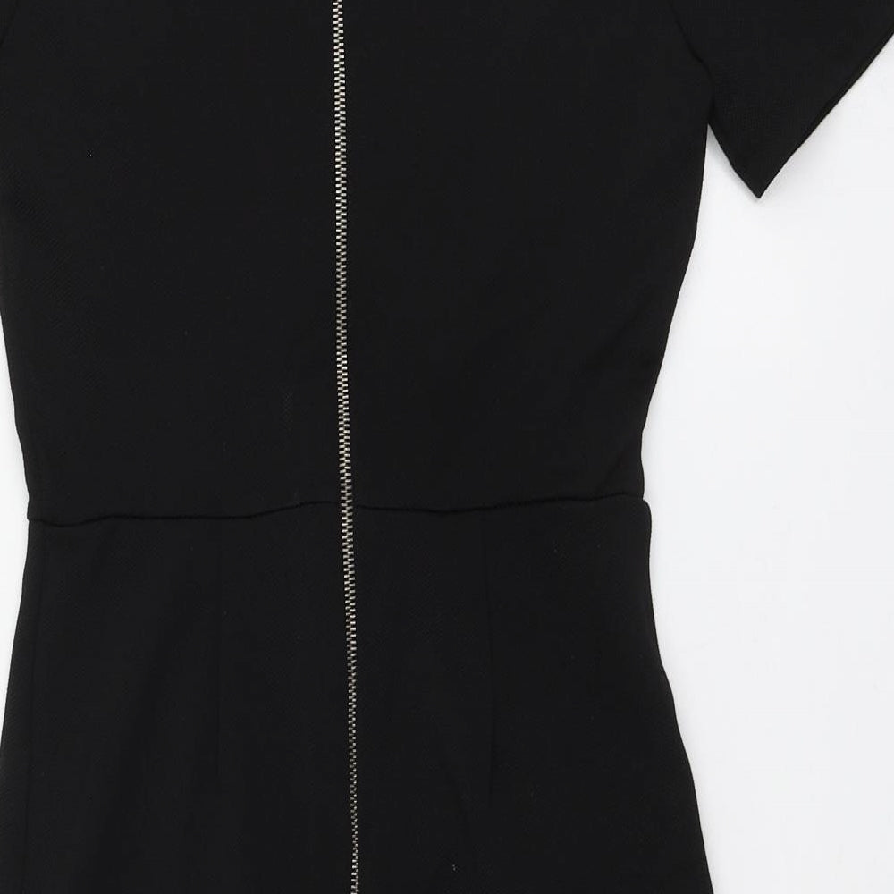 FOREVER 21 Womens Black Polyester A-Line Size S Round Neck