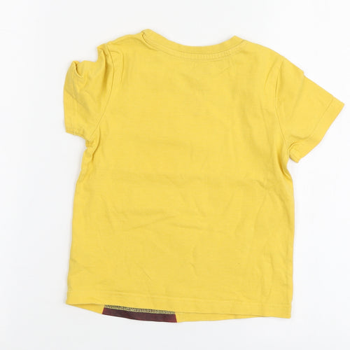 F&F Boys Yellow Cotton Basic T-Shirt Size 2-3 Years Round Neck - Skateboard