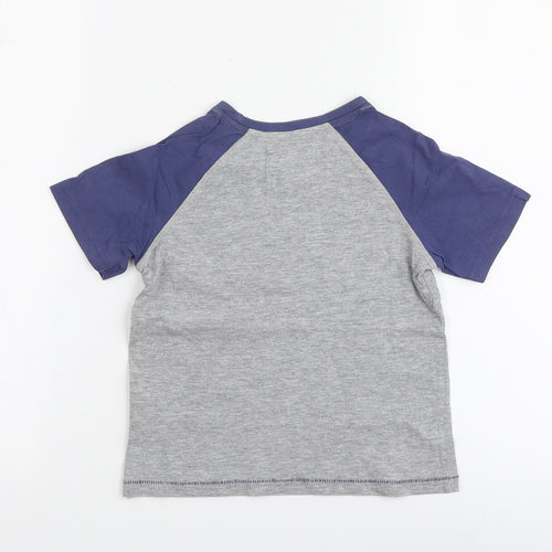 TU Boys Grey Geometric Cotton Basic T-Shirt Size 4 Years Round Neck