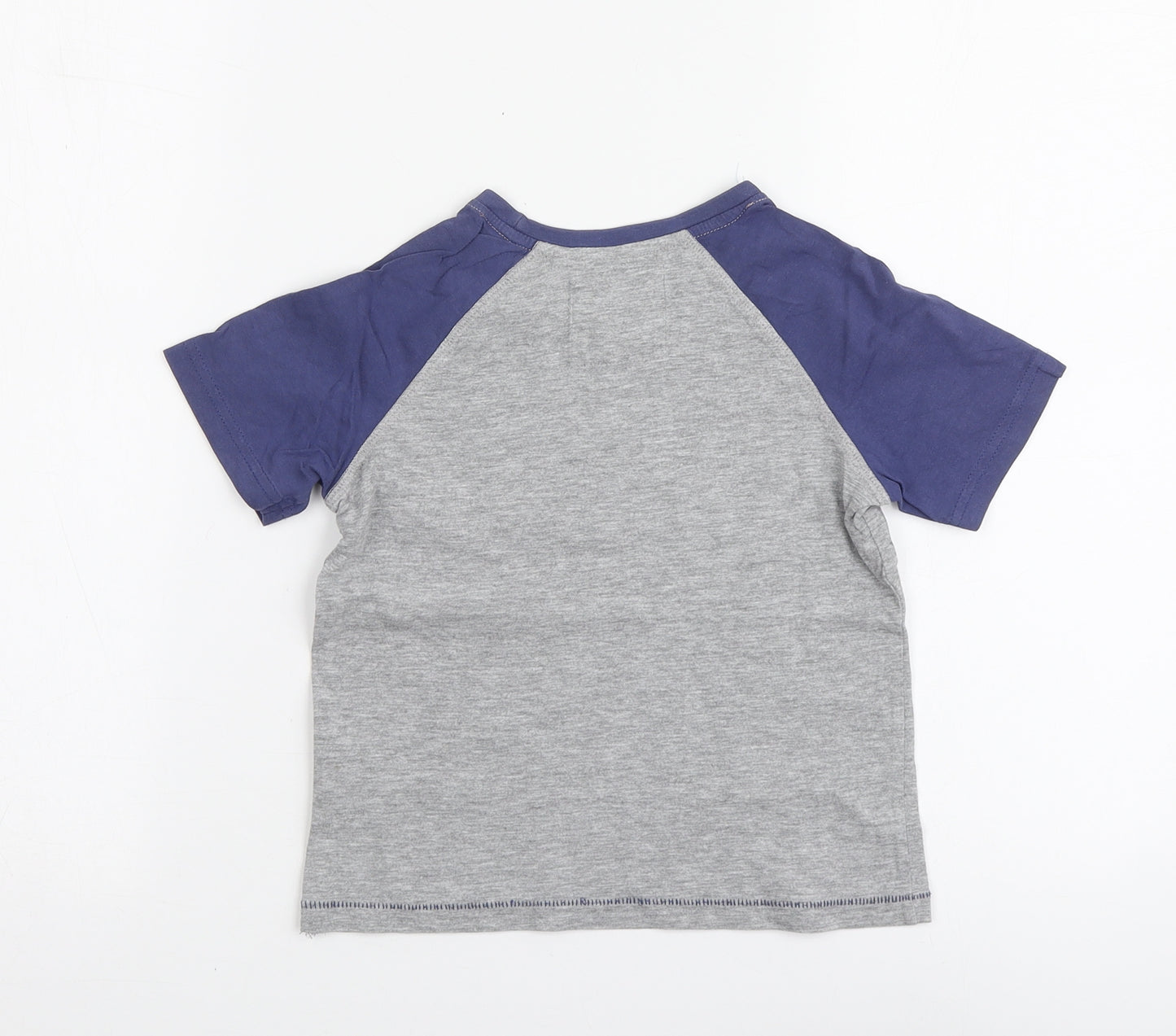 TU Boys Grey Geometric Cotton Basic T-Shirt Size 4 Years Round Neck