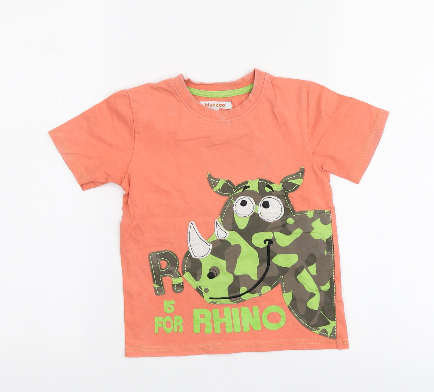 Blue Zoo Boys Orange Geometric Cotton Basic T-Shirt Size 2-3 Years Round Neck