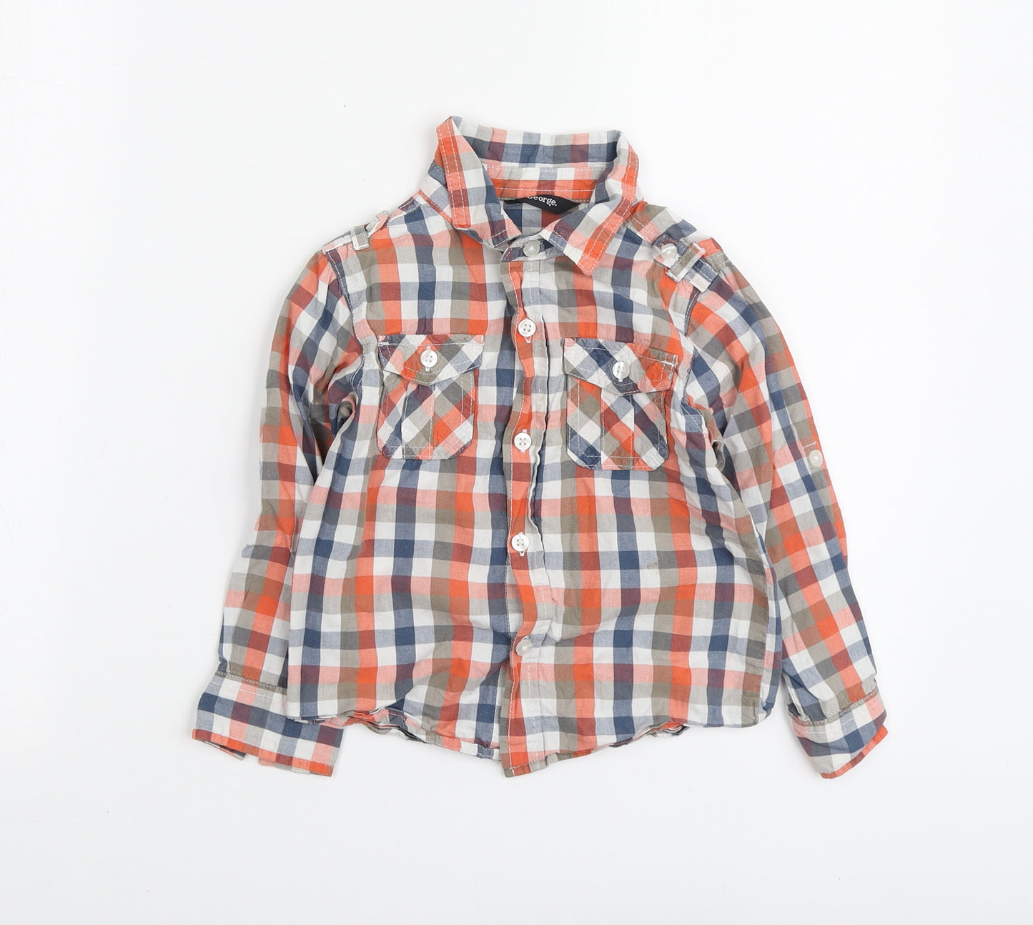 George Boys Multicoloured Check Cotton Basic Button-Up Size 3-4 Years Collared