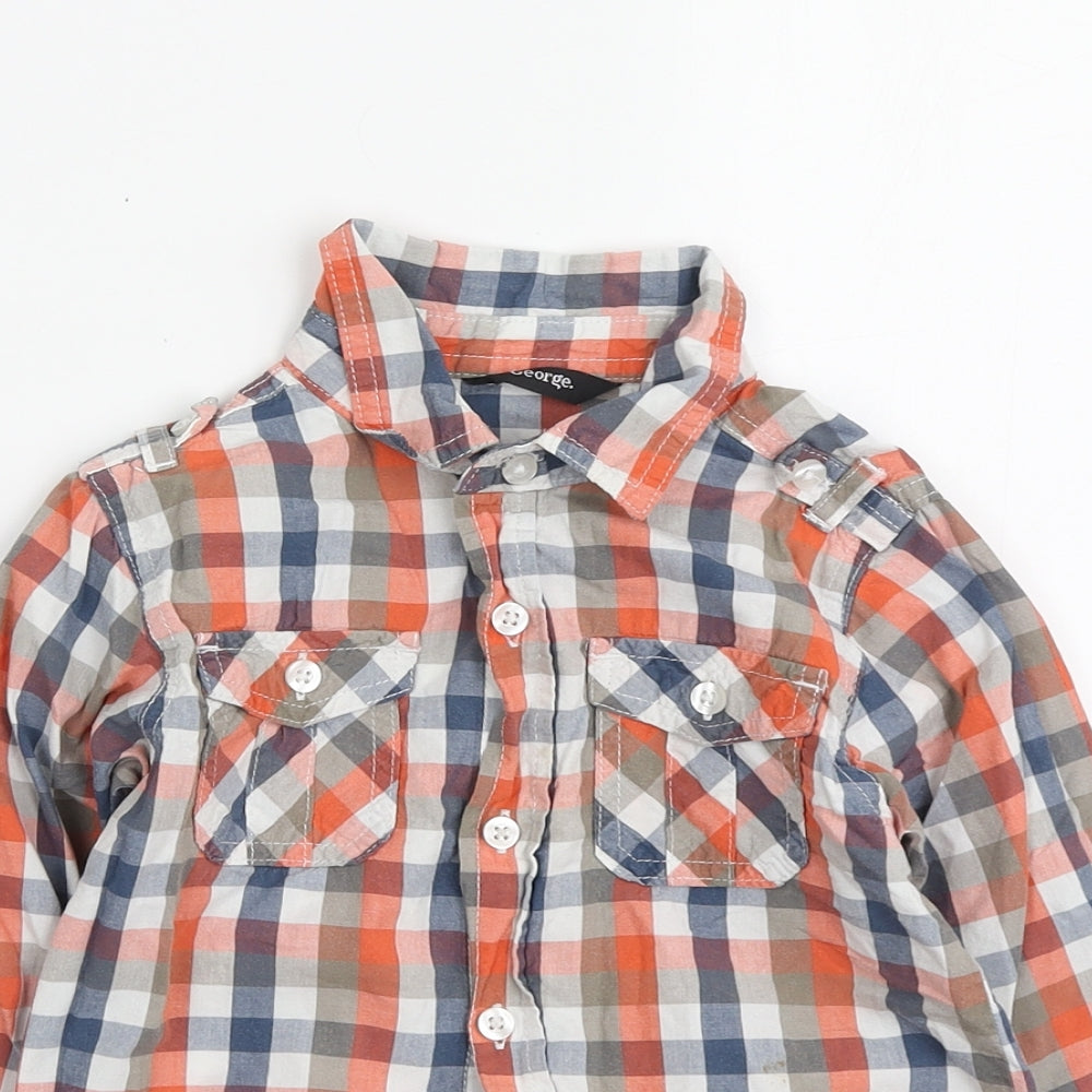 George Boys Multicoloured Check Cotton Basic Button-Up Size 3-4 Years Collared