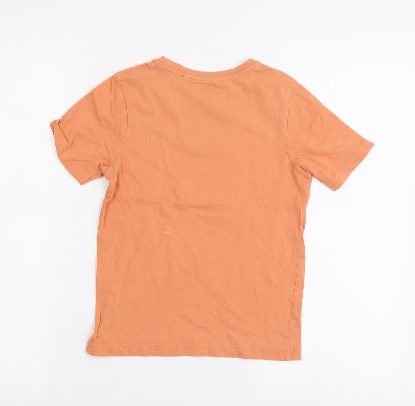 TU Boys Orange Geometric Cotton Basic T-Shirt Size 6 Years Round Neck
