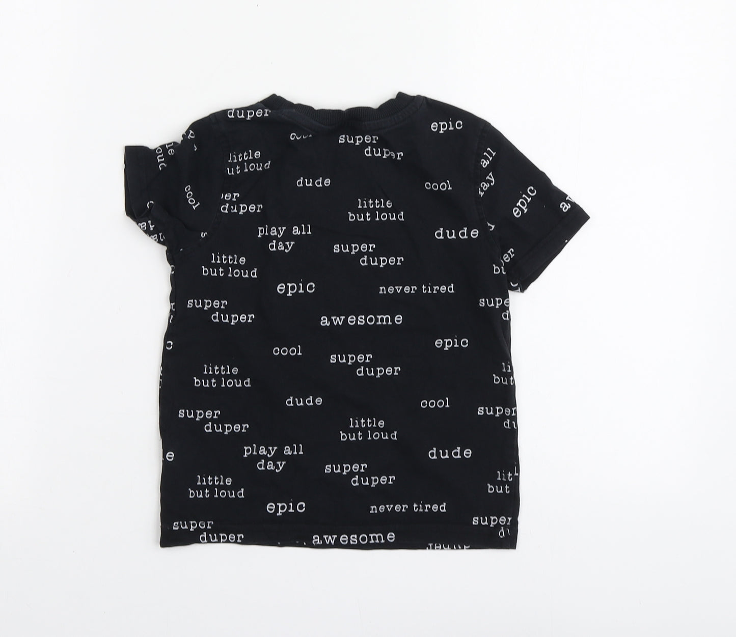 George Boys Black Geometric Cotton Basic Polo Size 3-4 Years Round Neck
