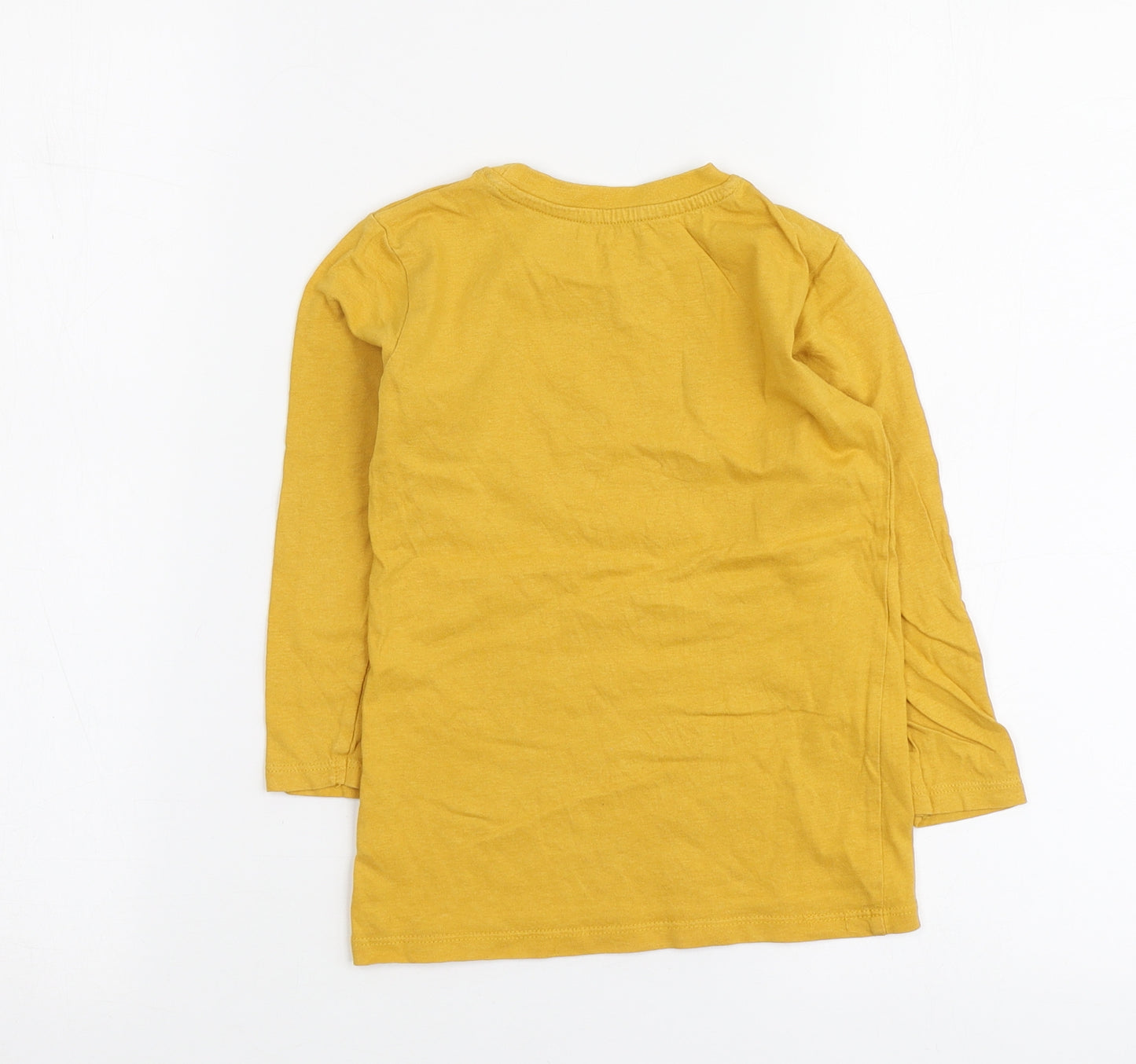 Dunnes Stores Boys Yellow Geometric Cotton Basic T-Shirt Size 7-8 Years Round Neck