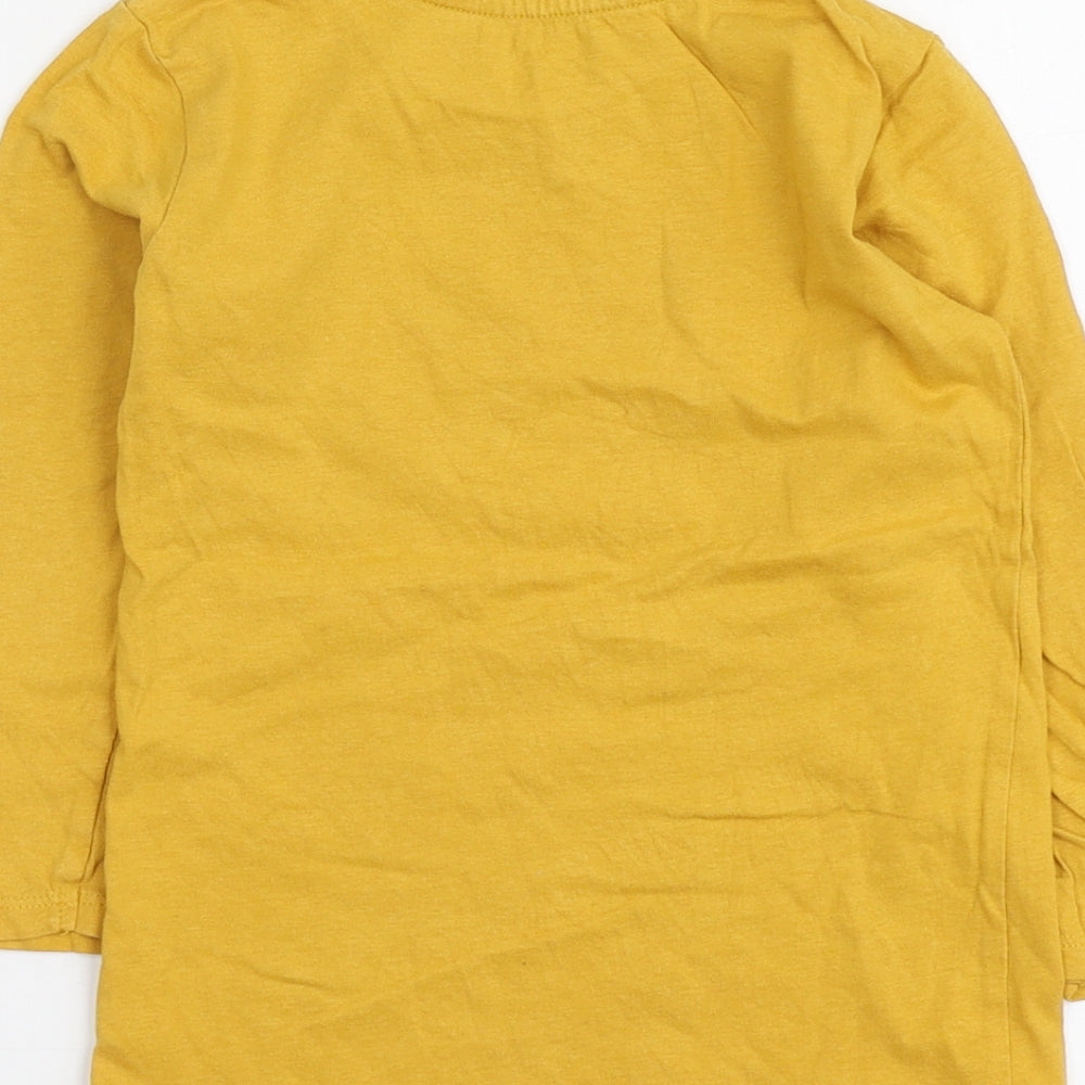 Dunnes Stores Boys Yellow Geometric Cotton Basic T-Shirt Size 7-8 Years Round Neck