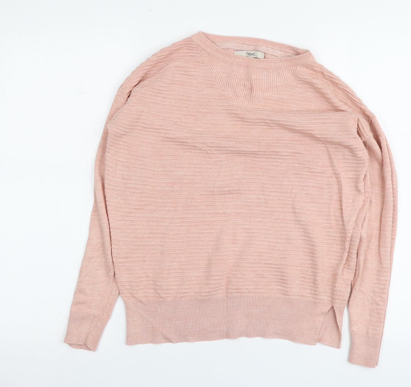 NEXT Womens Pink Round Neck Viscose Henley Jumper Size 12