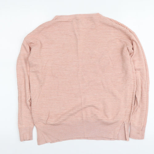 NEXT Womens Pink Round Neck Viscose Henley Jumper Size 12