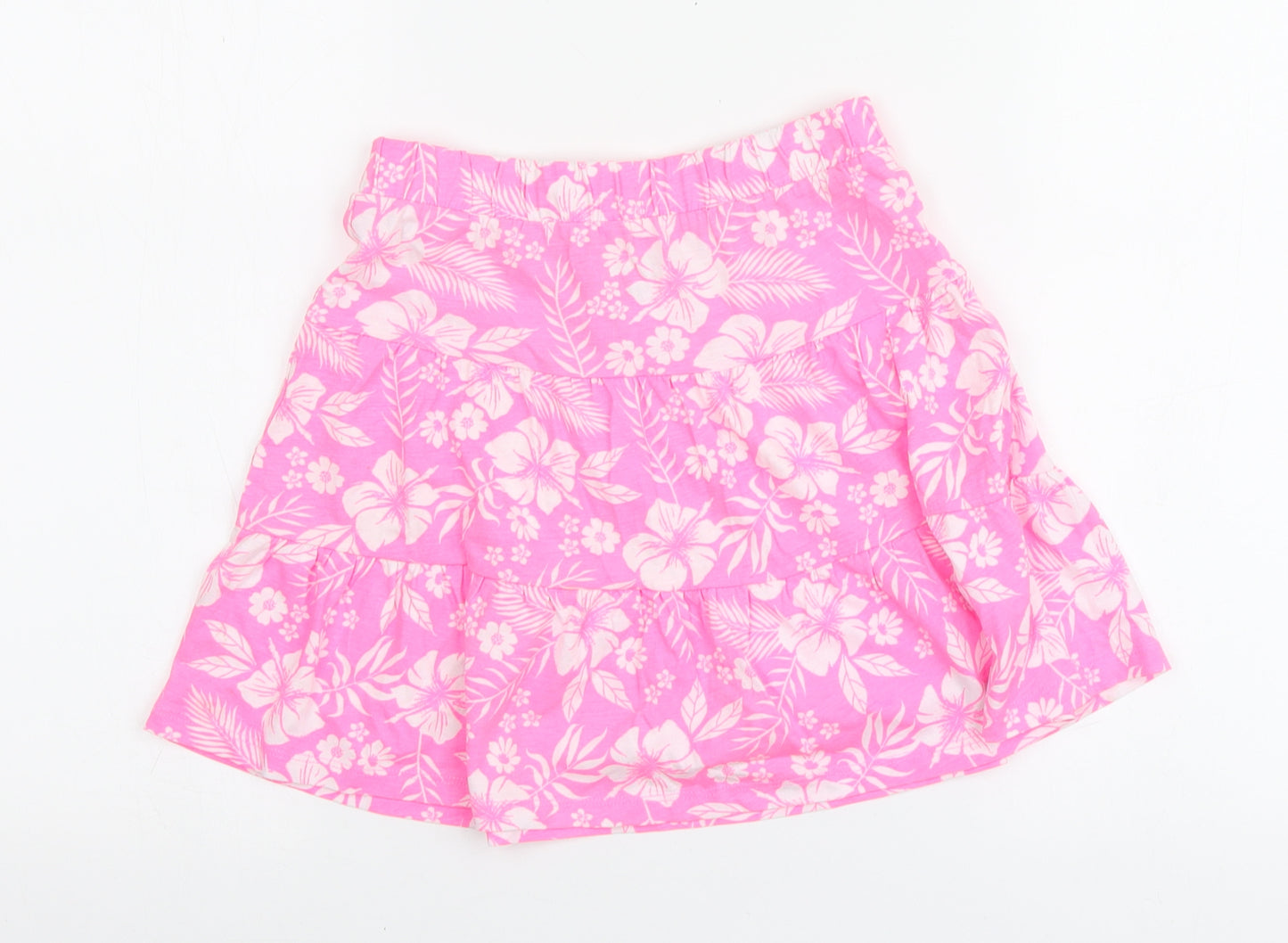 Dunnes Stores Girls Pink Geometric Cotton Skater Skirt Size 8-9 Years Regular