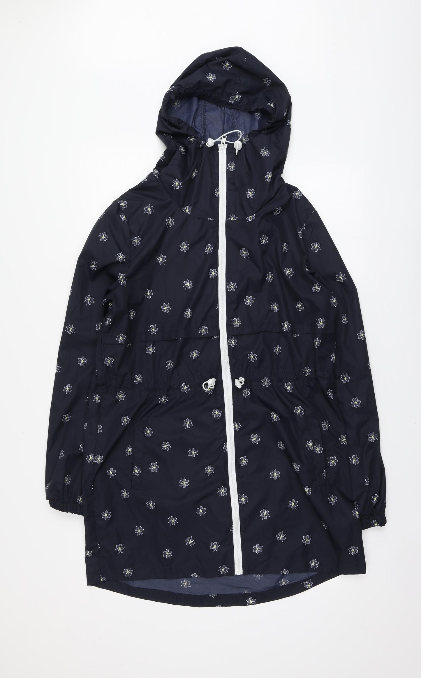Papaya Womens Blue Geometric Rain Coat Jacket Size M