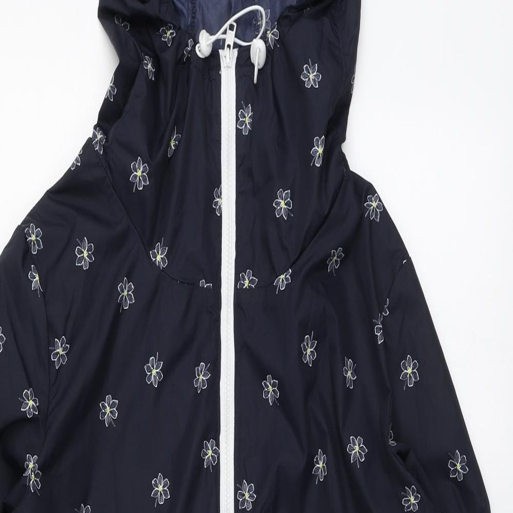 Papaya Womens Blue Geometric Rain Coat Jacket Size M