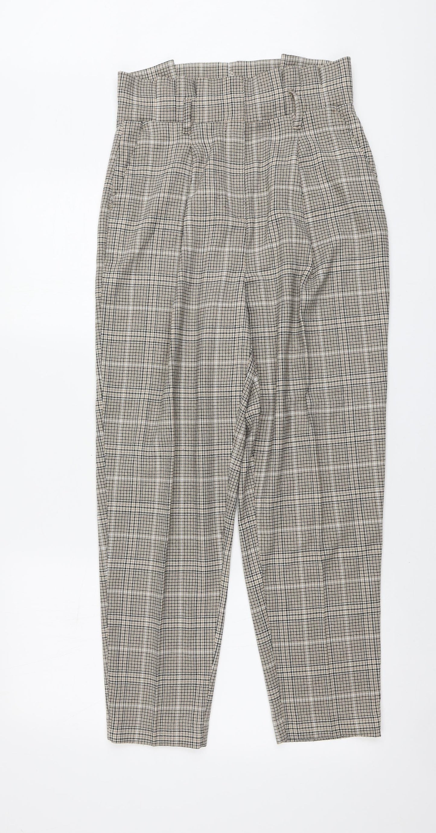 New Look Womens Beige Houndstooth Polyester Chino Trousers Size 10 L26 in Regular