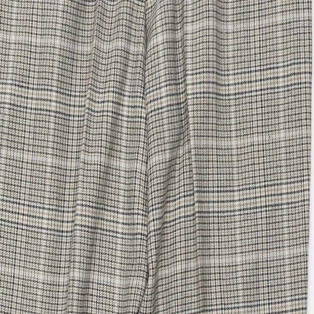 New Look Womens Beige Houndstooth Polyester Chino Trousers Size 10 L26 in Regular