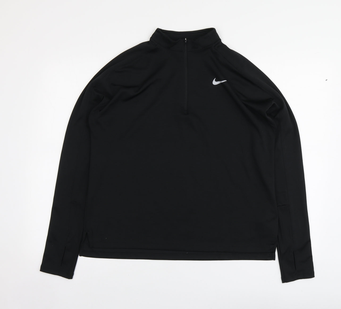 Nike Mens Black Polyester Basic T-Shirt Size L High Neck