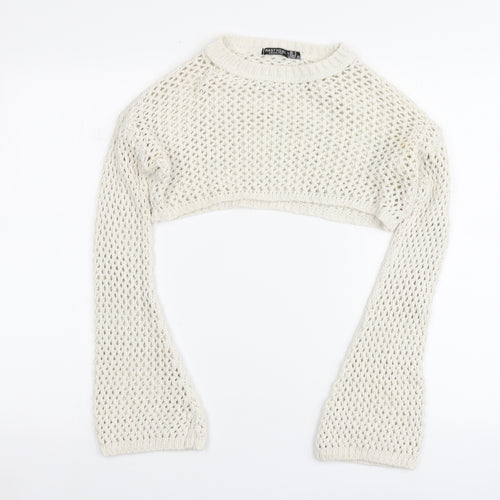 Nastygal Womens Ivory Round Neck Acrylic Pullover Jumper Size 8