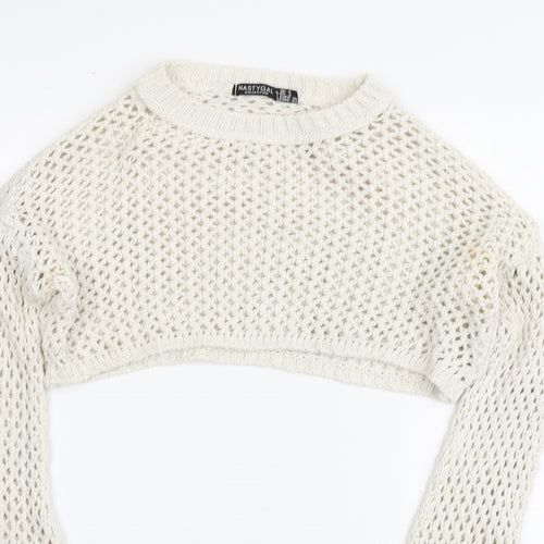 Nastygal Womens Ivory Round Neck Acrylic Pullover Jumper Size 8