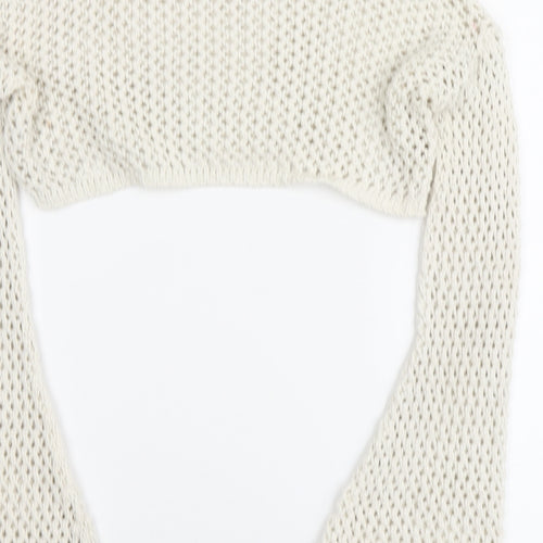 Nastygal Womens Ivory Round Neck Acrylic Pullover Jumper Size 8