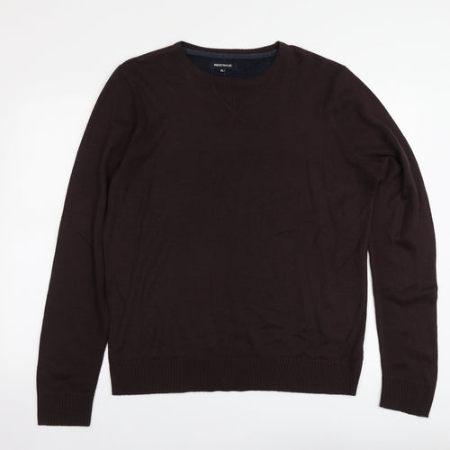 Industralize Mens Brown Round Neck Acrylic Pullover Jumper Size XL