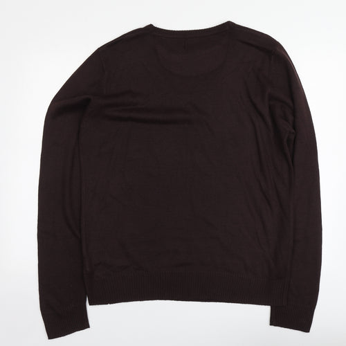 Industralize Mens Brown Round Neck Acrylic Pullover Jumper Size XL