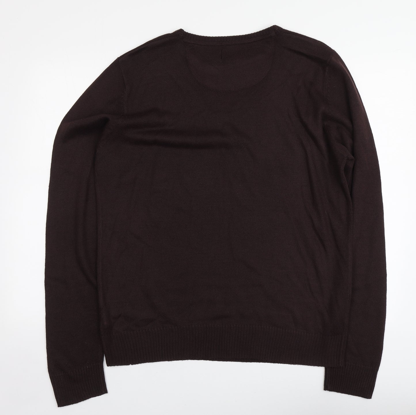 Industralize Mens Brown Round Neck Acrylic Pullover Jumper Size XL