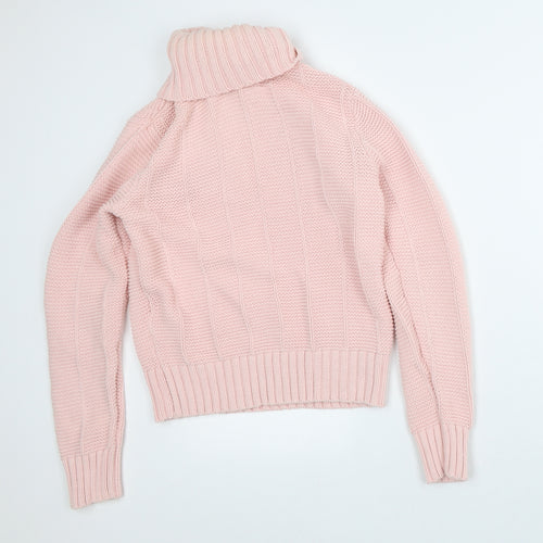 Talbots Womens Pink Roll Neck Cotton Pullover Jumper Size M