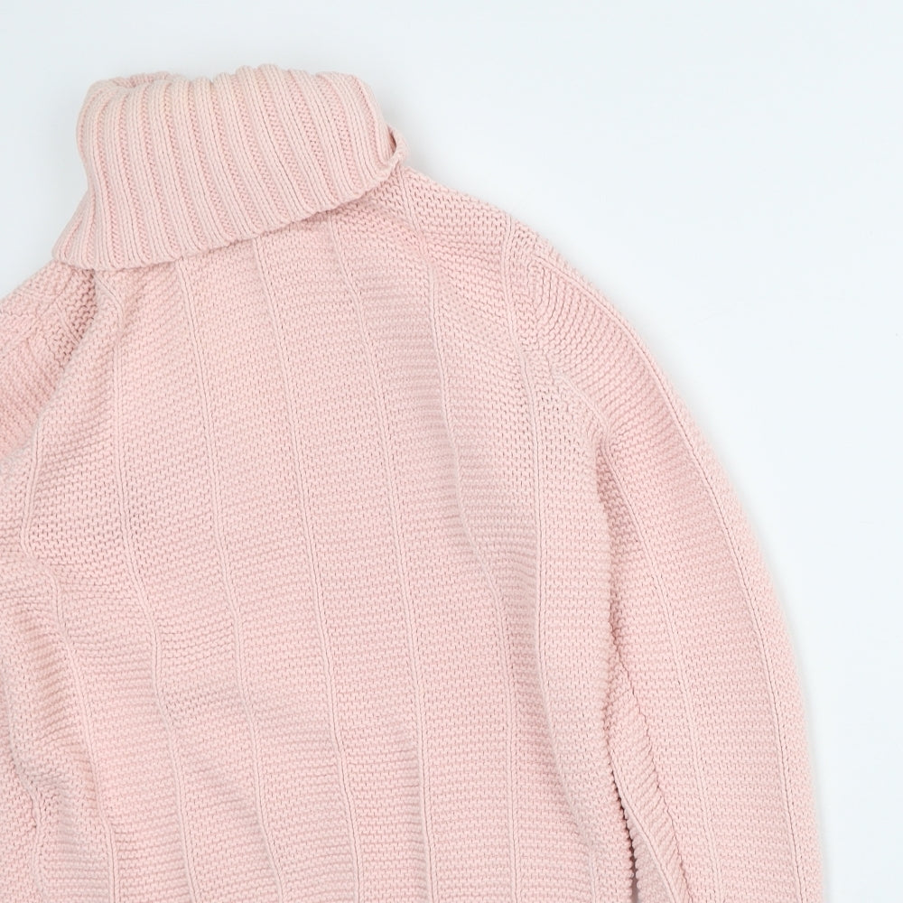 Talbots Womens Pink Roll Neck Cotton Pullover Jumper Size M