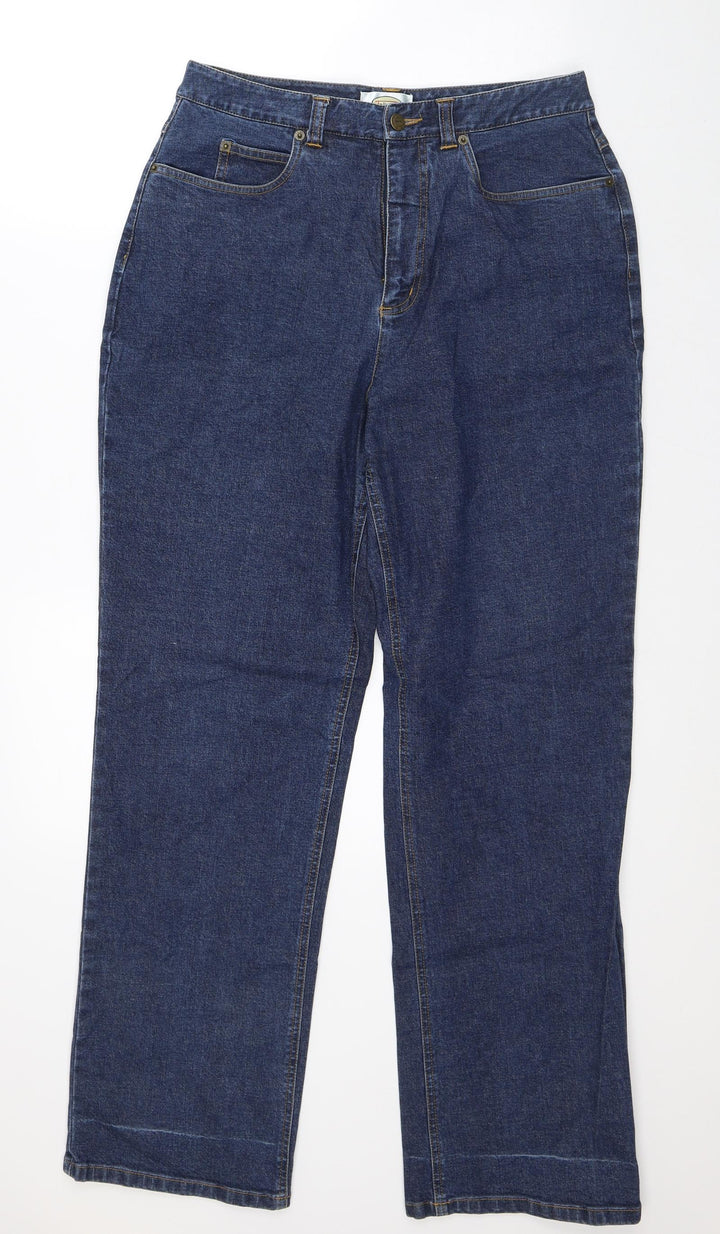 Talbots Womens Blue Cotton Straight Jeans Size 10 L32 in Regular