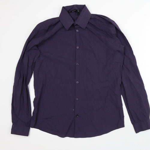 Cedar Wood State Mens Purple Striped Cotton Button-Up Size M Collared