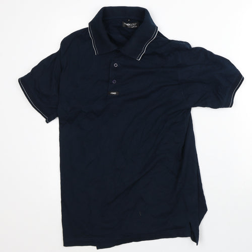 MDGolf Mens Blue Striped Polyester Polo Size M Collared