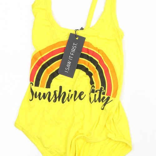 I SAW IT FIRST Womens Yellow Viscose Bodysuit One-Piece Size 8 - Sunshine