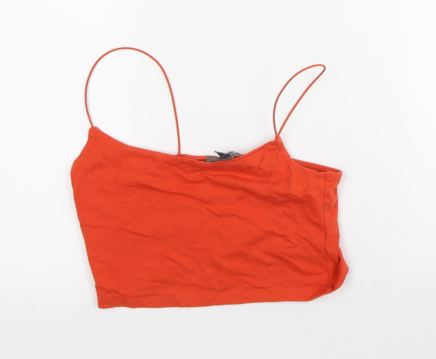Primark Womens Orange Cotton Cropped Tank Size S Square Neck