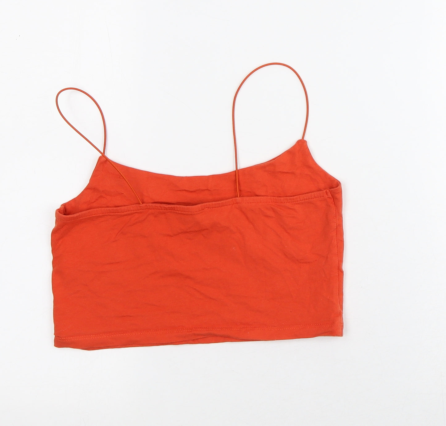 Primark Womens Orange Cotton Cropped Tank Size S Square Neck