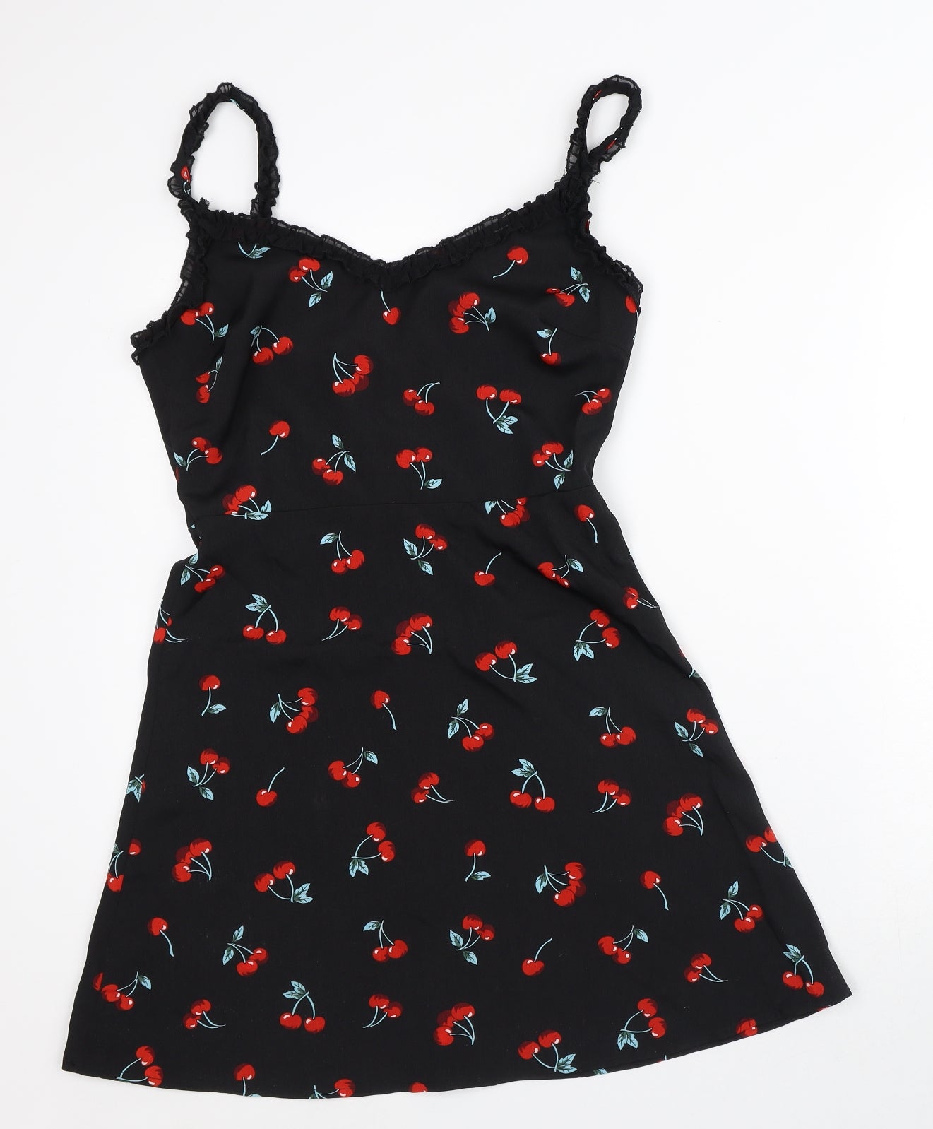 SheIn Womens Black Geometric Polyester A-Line Size S Sweetheart