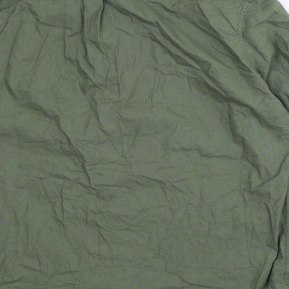 Marks and Spencer Mens Green Cotton Button-Up Size XL Collared