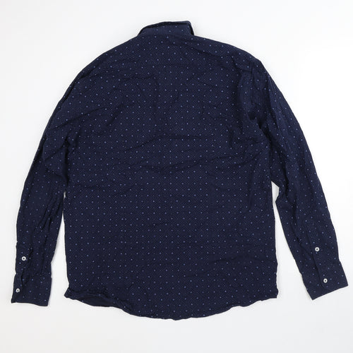Scott & Wade Mens Blue Polka Dot Cotton Button-Up Size 2XL Collared