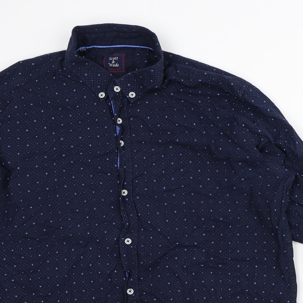 Scott & Wade Mens Blue Polka Dot Cotton Button-Up Size 2XL Collared