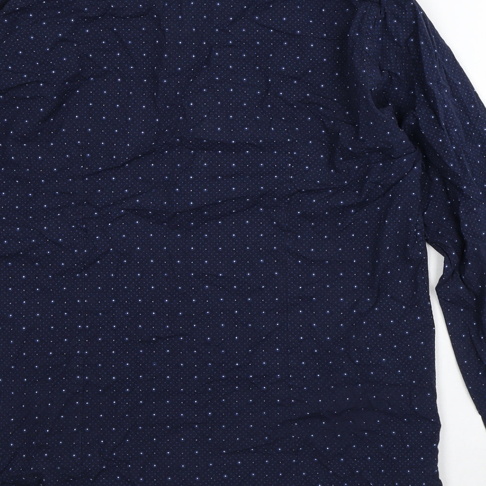 Scott & Wade Mens Blue Polka Dot Cotton Button-Up Size 2XL Collared