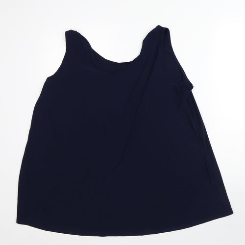 Preworn Womens Blue Polyester Tunic Tank Size XL Round Neck