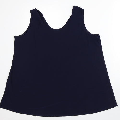 Preworn Womens Blue Polyester Tunic Tank Size XL Round Neck
